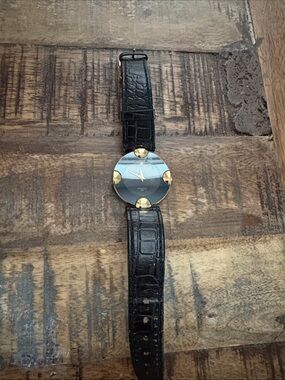 Bulova Black Dial Watch with Gold Accents